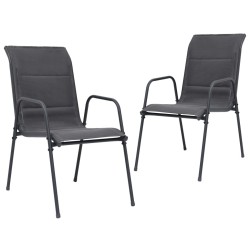 vidaXL Sillas de jardín apilables 2 uds acero textilene gris antracita