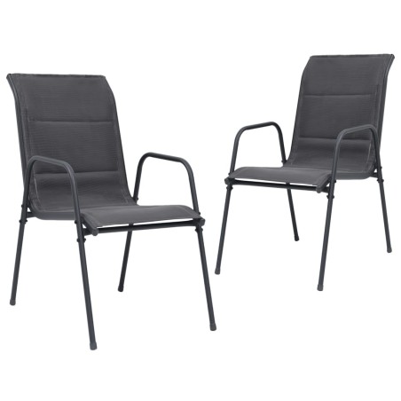 vidaXL Sillas de jardín apilables 2 uds acero textilene gris antracita