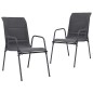 vidaXL Sillas de jardín apilables 2 uds acero textilene gris antracita vidaXL Sillas de jardín apilables 2 uds acero textilene gris antracita