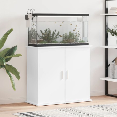 vidaXL Soporte de acuario madera ingeniería blanco brillo 81x36x73 cm