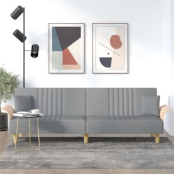 vidaXL Sofá cama con reposabrazos tela gris claro
