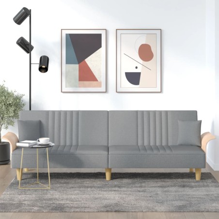 vidaXL Sofá cama con reposabrazos tela gris claro