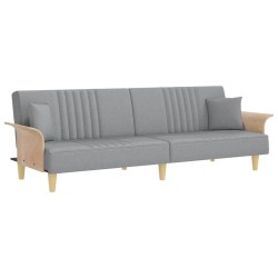 vidaXL Sofá cama con reposabrazos tela gris claro