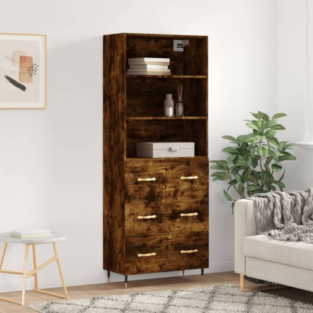 vidaXL Aparador alto madera contrachapada roble ahumado 69,5x34x180 cm