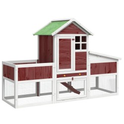 vidaXL Conejera de madera maciza de pino mocha 170x63x113 cm
