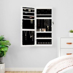 vidaXL Espejo con joyero y luces LED para pared blanco