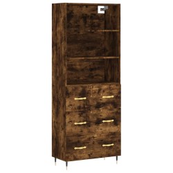 vidaXL Aparador alto madera contrachapada roble ahumado 69,5x34x180 cm