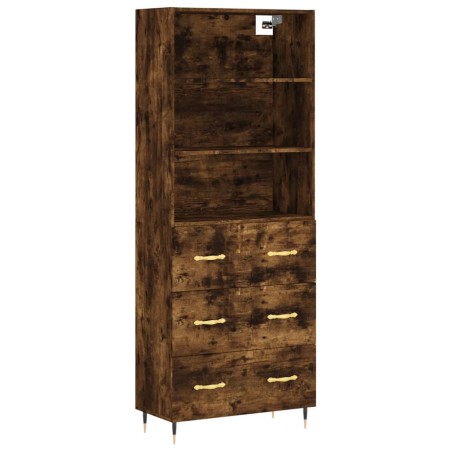 vidaXL Aparador alto madera contrachapada roble ahumado 69,5x34x180 cm