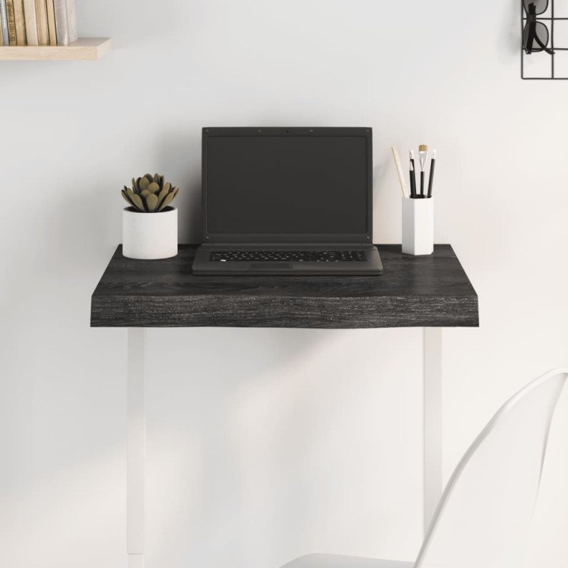 vidaXL Tablero mesa madera roble tratada gris oscuro 60x40x(2-6) cm vidaXL Tablero mesa madera roble tratada gris oscuro 60x40x(2-6) cm