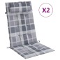 vidaXL Cojines de silla respaldo alto 2 uds tela Oxford a cuadros gris vidaXL Cojines de silla respaldo alto 2 uds tela Oxford a cuadros gris