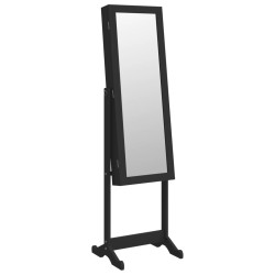 vidaXL Espejo de pie con joyero y luces LED negro