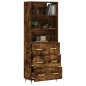 vidaXL Aparador alto madera contrachapada roble ahumado 69,5x34x180 cm