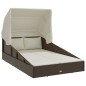vidaXL Tumbona con toldo plegable ratán sintético marrón 200x114x128cm vidaXL Tumbona con toldo plegable ratán sintético marrón 200x114x128cm