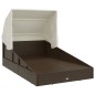 vidaXL Tumbona con toldo plegable ratán sintético marrón 200x114x128cm vidaXL Tumbona con toldo plegable ratán sintético marrón 200x114x128cm