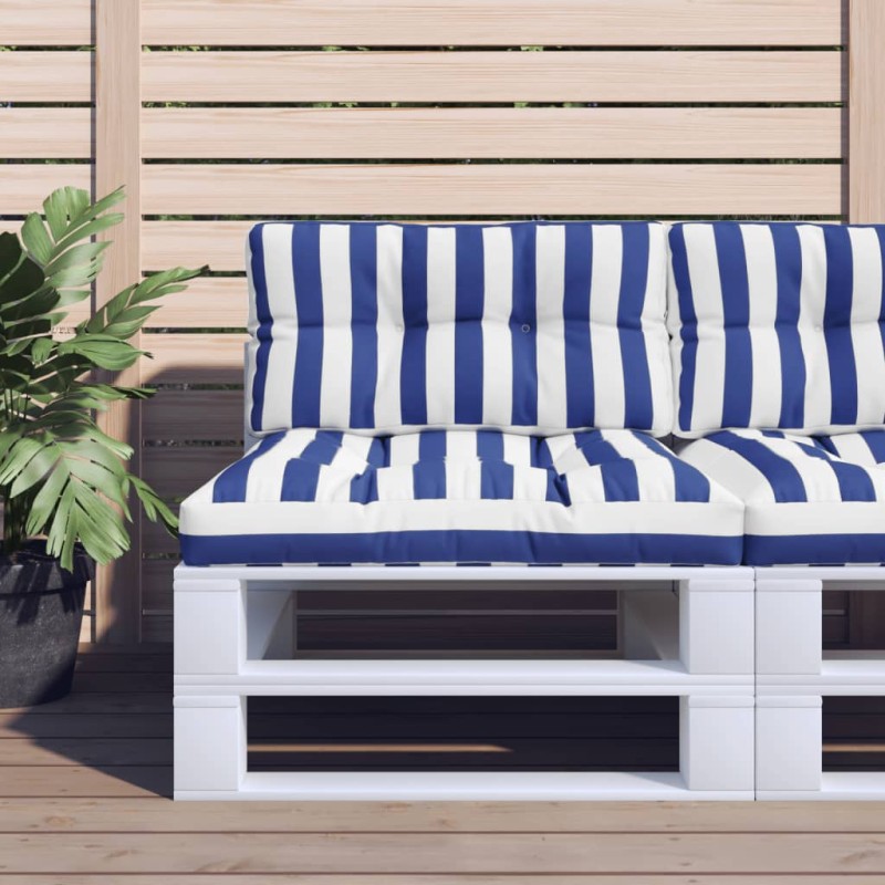 vidaXL Cojín para palés tela a rayas azul y blanco 80x40x12 cm