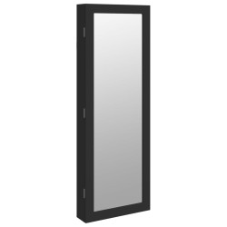 vidaXL Espejo con joyero y luces LED para pared negro