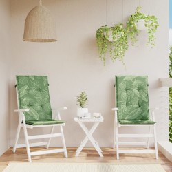 vidaXL Cojines de silla de respaldo alto 2 uds tela estampado de hojas