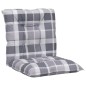 vidaXL Cojín silla de jardín respaldo bajo 4 uds tela a cuadros gris vidaXL Cojín silla de jardín respaldo bajo 4 uds tela a cuadros gris