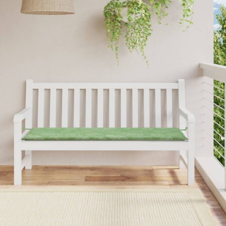vidaXL Cojín banco de jardín tela Oxford estampado hojas 150x50x3 cm