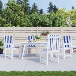 vidaXL Cojines silla de respaldo bajo 4 uds tela a rayas azul y blanco