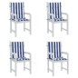 vidaXL Cojines silla de respaldo bajo 4 uds tela a rayas azul y blanco