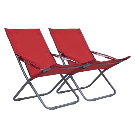 vidaXL Sillas de playa plegables 2 unidades tela rojo