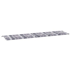 vidaXL Cojín de banco de jardín tela Oxford a cuadros gris 200x50x3 cm