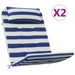 vidaXL Cojines silla Adirondack 2 uds tela Oxford a rayas azul blanco