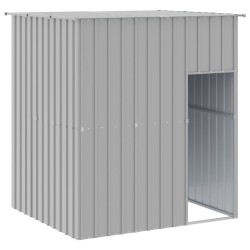vidaXL Caseta perros tejado acero galvanizado gris claro 165x153x181cm