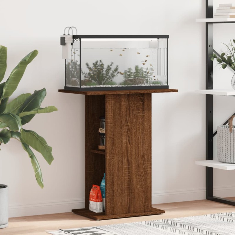 vidaXL Soporte acuario madera ingeniería marrón roble 60,5x36x72,5 cm
