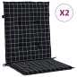vidaXL Cojines para silla con respaldo bajo 2 uds tela a cuadros negro vidaXL Cojines para silla con respaldo bajo 2 uds tela a cuadros negro