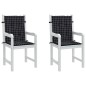 vidaXL Cojines para silla con respaldo bajo 2 uds tela a cuadros negro vidaXL Cojines para silla con respaldo bajo 2 uds tela a cuadros negro