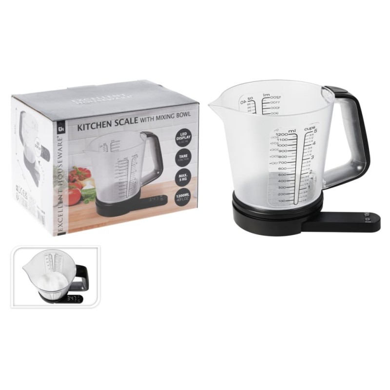 Excellent Houseware Balanza de cocina con bol de mezcla 1200 ml Excellent Houseware Balanza de cocina con bol de mezcla 1200 ml