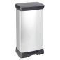 Curver Papelera de pedal doble Deco plateado 23L + 23L Curver Papelera de pedal doble Deco plateado 23L + 23L