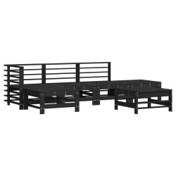 vidaXL Juego muebles de jardín 6 piezas madera maciza pino negro