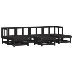 vidaXL Juego de muebles de jardín 7 piezas madera maciza de pino negro