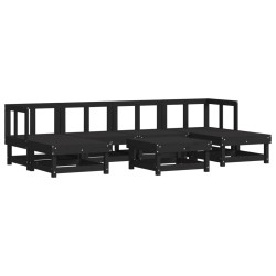 vidaXL Juego de muebles de jardín 7 piezas madera maciza de pino negro