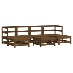 vidaXL Juego de muebles jardín 7 pzas madera maciza pino marrón miel