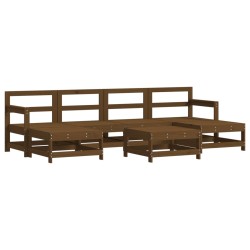 vidaXL Juego de muebles jardín 7 pzas madera maciza pino marrón miel