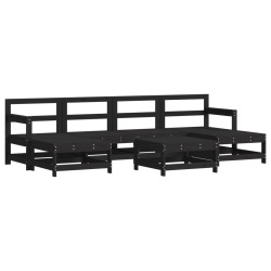 vidaXL Juego de muebles de jardín 7 piezas madera maciza de pino negro