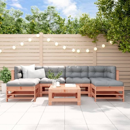 vidaXL Juego de muebles de jardín 7 pzas madera maciza abeto Douglas