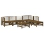 vidaXL Juego de muebles jardín 7 pzas madera maciza pino marrón miel vidaXL Juego de muebles jardín 7 pzas madera maciza pino marrón miel