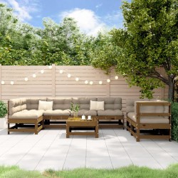 vidaXL Juego muebles de jardín 8 pzas madera maciza pino marrón miel