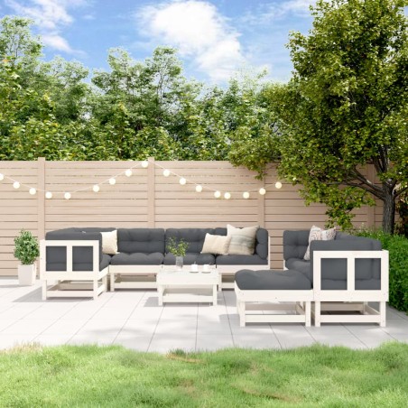 vidaXL Juego de muebles de jardín 10 piezas madera maciza pino blanco