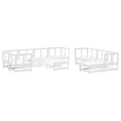vidaXL Juego de muebles de jardín 10 piezas madera maciza pino blanco