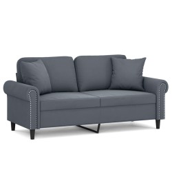 vidaXL Sofá de 2 plazas con cojines terciopelo gris oscuro 140 cm