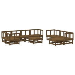 vidaXL Juego muebles de jardín 10 pzas madera maciza pino marrón miel