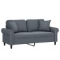 vidaXL Sofá de 2 plazas con cojines terciopelo gris oscuro 140 cm vidaXL Sofá de 2 plazas con cojines terciopelo gris oscuro 140 cm