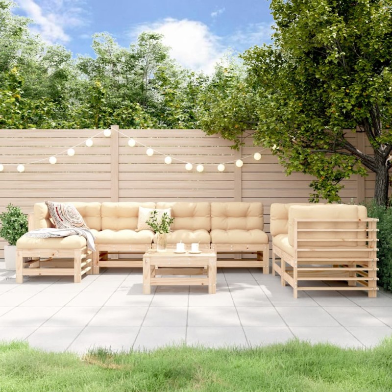 vidaXL Juego de muebles de jardín 8 piezas madera maciza de pino vidaXL Juego de muebles de jardín 8 piezas madera maciza de pino