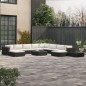 vidaXL Set muebles de jardín 12 pzas y cojines ratán sintético negro vidaXL Set muebles de jardín 12 pzas y cojines ratán sintético negro